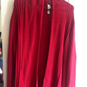 Red cardigan thigh length